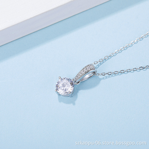 Popular Luxury  925 Sterling Silver Moissanite Diamond Pendant Women Engagement Four Prongs Large Diamond Wedding Party Necklace